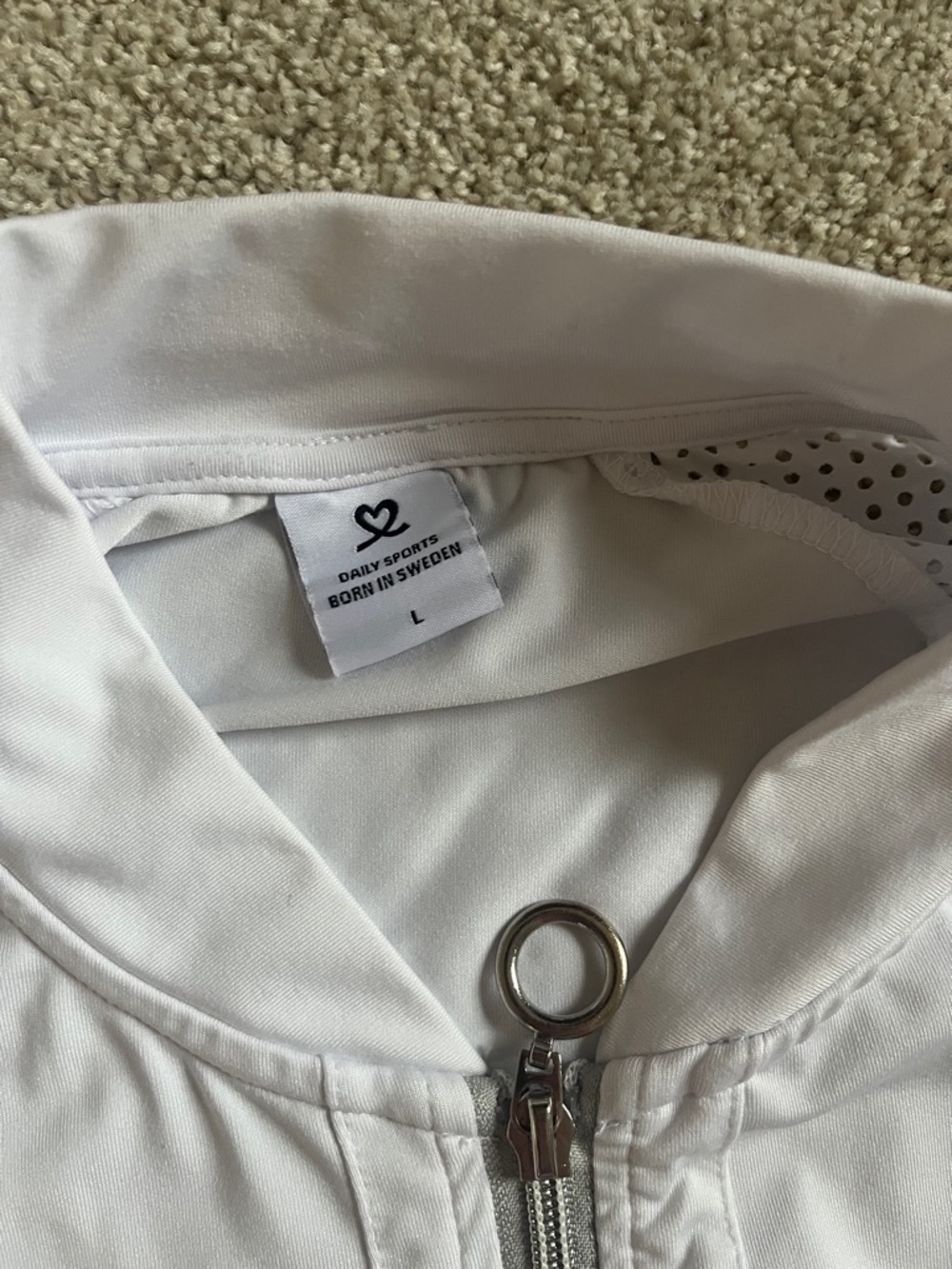 Daily Practice | Women’s White Perforated Jacket - Lightweight Zip Front - Picture 3 of 3